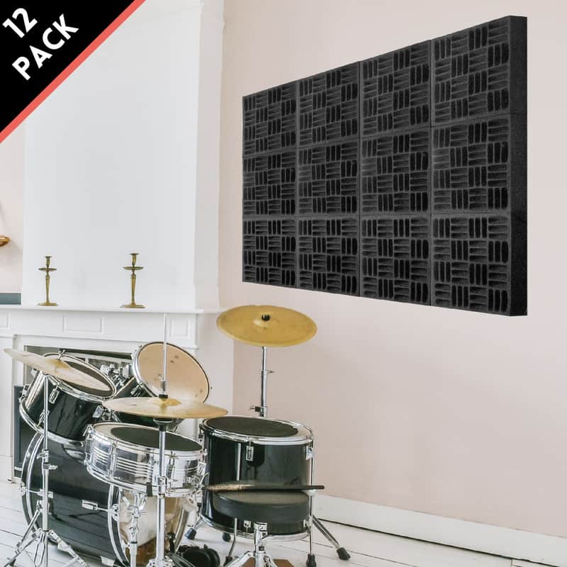 Foroomaco Grid Style Acoustic Panels - 12 Pack (Black) image 1