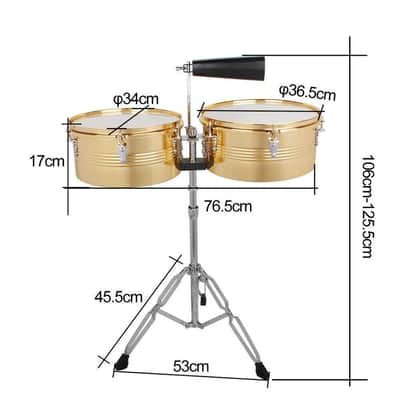 Timbales Instrument 13 Inch & 14 Inch Timbales Drum Set, Strong Durabilit image 2