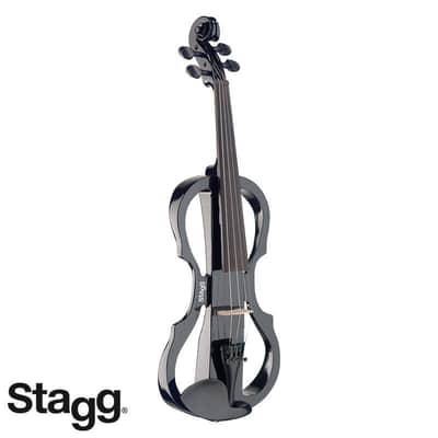 Stagg EVN X-4/4 BK 4/4 Electric Violin Set w/Soft Case, Straps, Bow, Rosin, Headphones & 9V Battery image 2