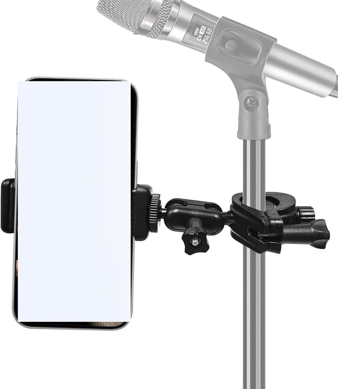 Mic Stand Phone Holder Mount Adjustable Phone Holder for Mic Microphone Music Stand iPhone Mic Stand Holder image 1