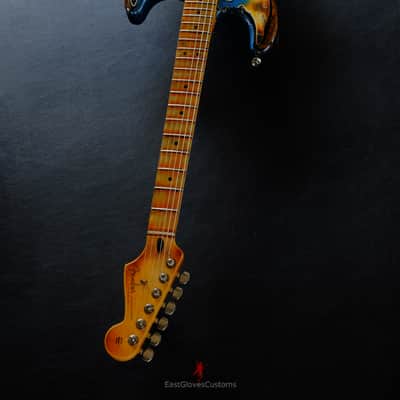 Fender Stratocaster Special Edition HSS Pelham Blue/Sunburst Heavy Aged Relic by East Gloves Customs image 21