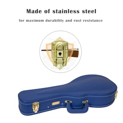 Crossrock Wooden F-Style Mandolin Case | Vibrant Blue Faux Leather, Stainless Steel, Latches, Storage Compartment – Designer Series (CRW520MFVB) image 3