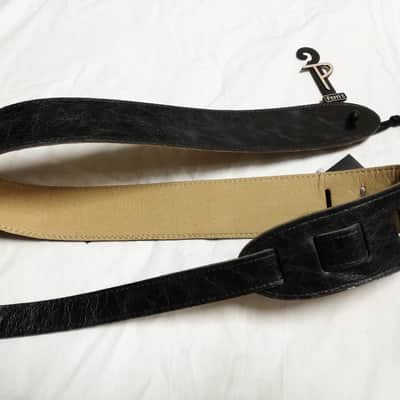 PERRI'S Distressed top Black Leather Guitar strap NEW - 2" wide image 1