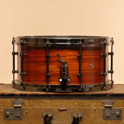 Used Tama "S.L.P." Maple Snare Drum in Gloss Tangerine Zebrawood - 7x14 image 3