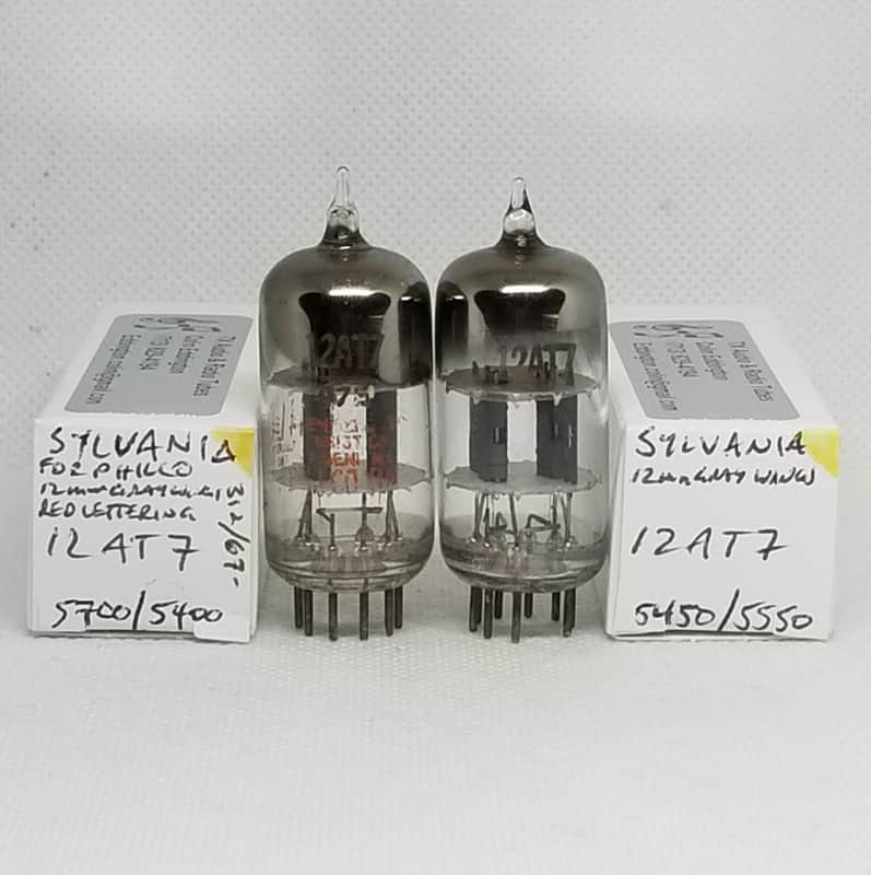 Sylvania 12AT7 Gray Wing-Style Plates Well Matched (5.2%) Pair NOS 12AT7 ECC81 image 1