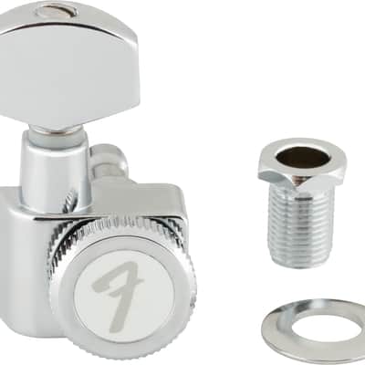 099-0818-105 Genuine Fender Short Post Locking F Tuners Chrome 6 Inline 2 Pin Strat Tele image 3