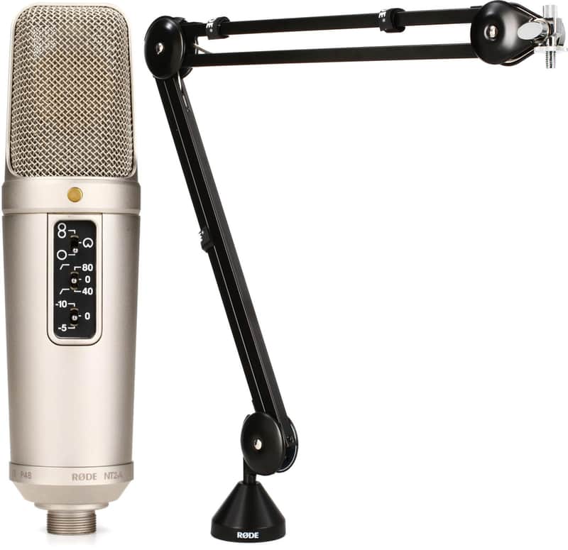 Rode NT2-A Large-diaphragm Condenser Microphone  Bundle with Rode PSA1 Desk-mounted Broadcast Microphone Boom Arm image 1