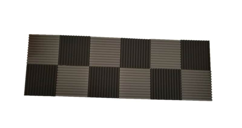 12-Pack Black & Gray Acoustic Foam Panels, 12" x 12" x 1" Sound Absorption Tiles for Studio Walls & Recording Spaces image 1