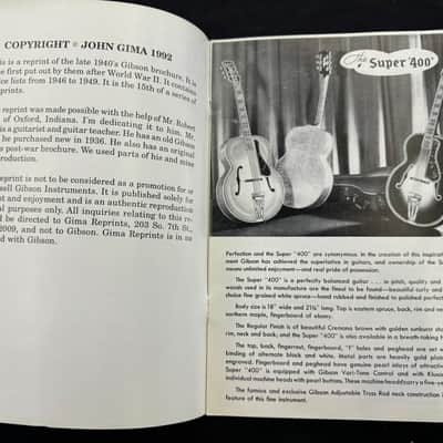 Gibson Late 40's Catalog Reprint 1992 L-5 7 50 J-45 LG-2 Southern Jumbo A-50 ES-300 150 125 Southerner image 3
