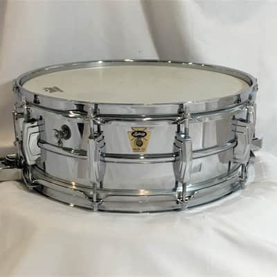 Ludwig No. 410 Super-Sensitive 5x14" Chrome Over Brass Snare Drum with Transition Badge 1958 - 1960