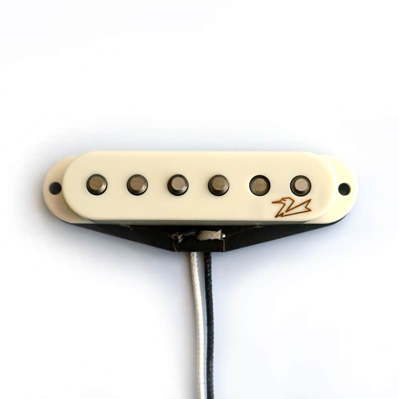 Fuzzy Duck™ Gold Series Single Coil Pickups for Stratocasters (Bridge) - Vintage White with Logo image 1