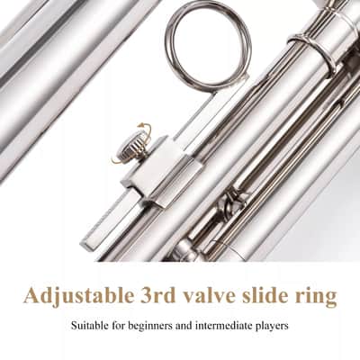 Bb Trumpet – Student / Intermediate Silver Nickel-Plated Concert Trumpet Case & Accessories Kit image 3