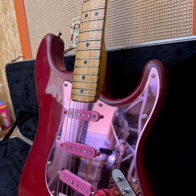 Vintage 1981 Fender Stratocaster USA Translucent Red Kahler Guitar OHSC 1970s image 5