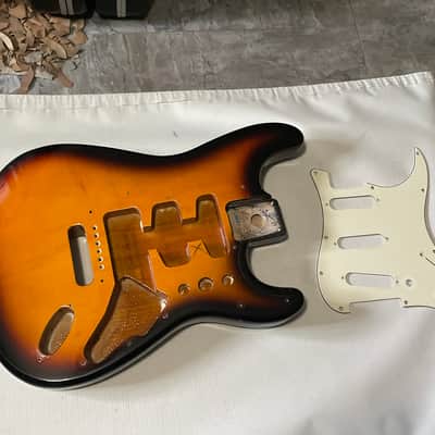 1997 MIM Fender Mexican Stratocaster 3TS 3 Tone Sunburst Guitar Body 6 Post Tremolo Ready image 1
