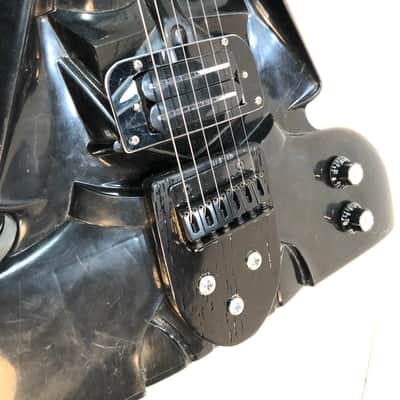Electric Guitar Made Out Of A Vintage Star Wars Darth Vader Action Figure Case The Vadercaster 2022 Black plastic image 10