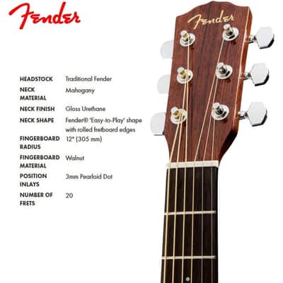 Fender CD-60S Dreadnought Acoustic Guitar, Walnut Fingerboard, All-Mahogany image 5