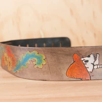 Leather Guitar Strap - Dancing Skeleton Guitar Strap by Moxie & Oliver image 5