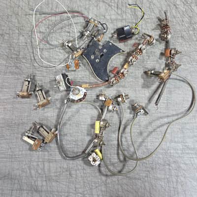 Vintage 1962 RARE 1.5 Lbs of Harmony Silvertone Mini Pots Stratotone Wiring Harness Switchcraft Three Way Switches Luthier Guitar Parts image 1
