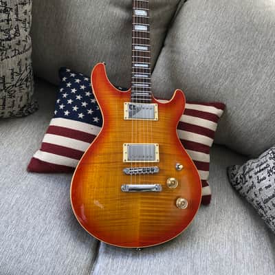 Cort M600 M Series Double Cutaway HH with Flame Maple Top 2002 - Cherry Burst Bild 8