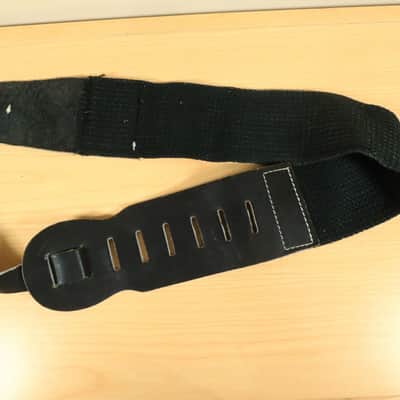 Vintage 90s Bass Guitar Nylon Guitar Strap Black w/ Leather tabs image 5