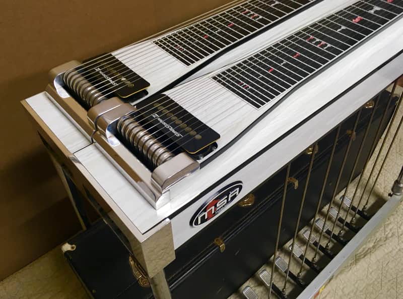 MSA Classic D10 E9 C6 Pedal Steel Guitar White Mica image 1