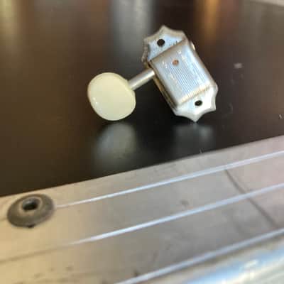 Kluson Gibson Vintage Bass Side Double Line White Button Tuner for 3+3 D-169400 1960s - Nickel image 2