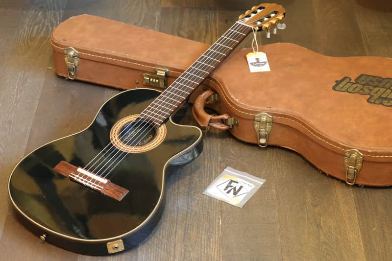 1990 Gibson Chet Atkins CE Classical Acoustic/Electric Solidbody Guitar Black + OHSC image 1