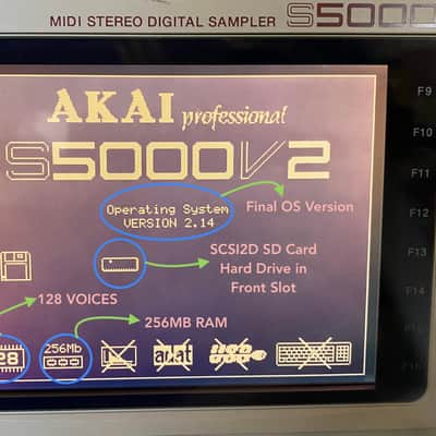 Akai S5000 with SD Card SCSI Emulation Hard Drive • 16 Outputs • 128 Voices • 256MB RAM • Etc.