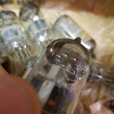 Amperex Pair (2) 6DJ8 AT1000 Weak Vacuum Tubes Heerlen A-frame Orange Globe T5 ECC88 dual triode 1965-1973 image 1