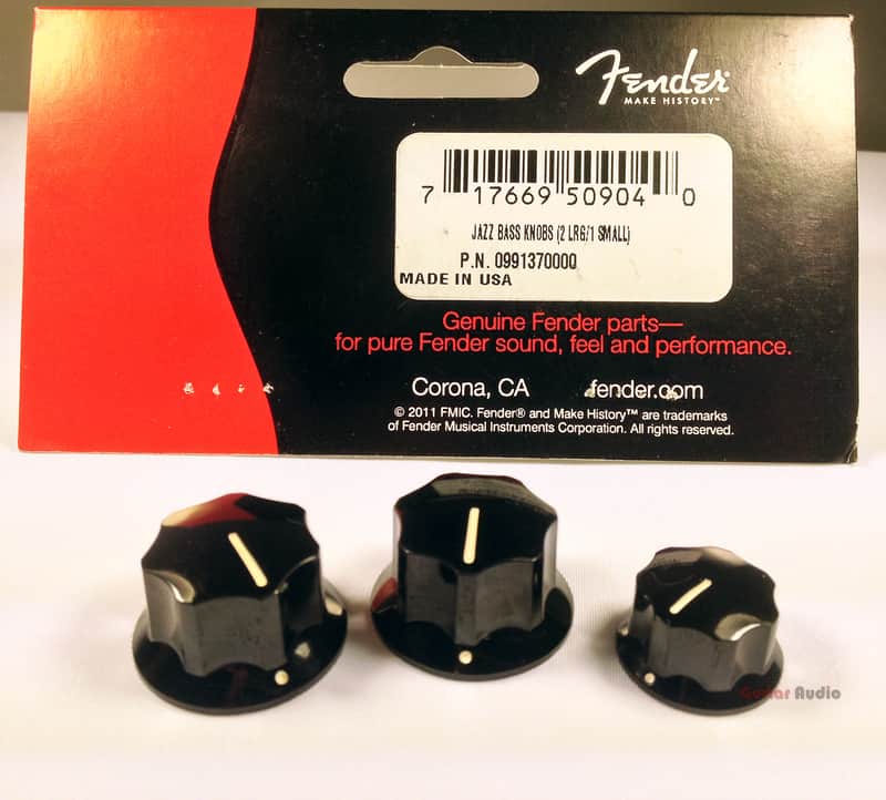 Genuine Fender Black Jazz/J Bass Replacement Skirted Control Knobs - Set of 3 image 1