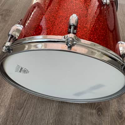 Gretsch  1962 Era Round Badge Progressive Jazz Bop Drum Set 18 Inch Bass Drum Tangerine Glass Glitter image 21