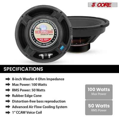 5 Core 8 Inch Car Woofer Audio Pair 1000W 4Ohm Deep Bass Subwoofer Component Loud Speaker System image 9