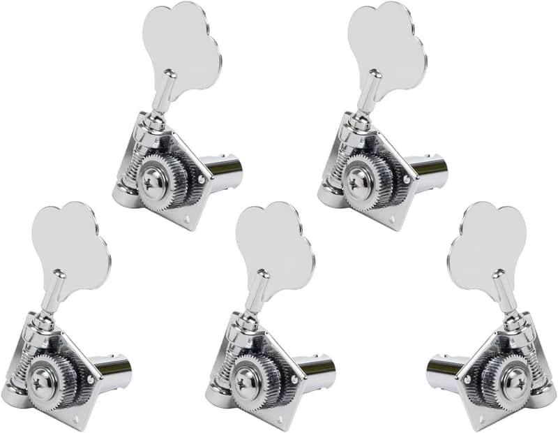 Graph Tech Ratio 5-String 4x1 Clover-Leaf Tuners for Fender Bass, CHROME image 1
