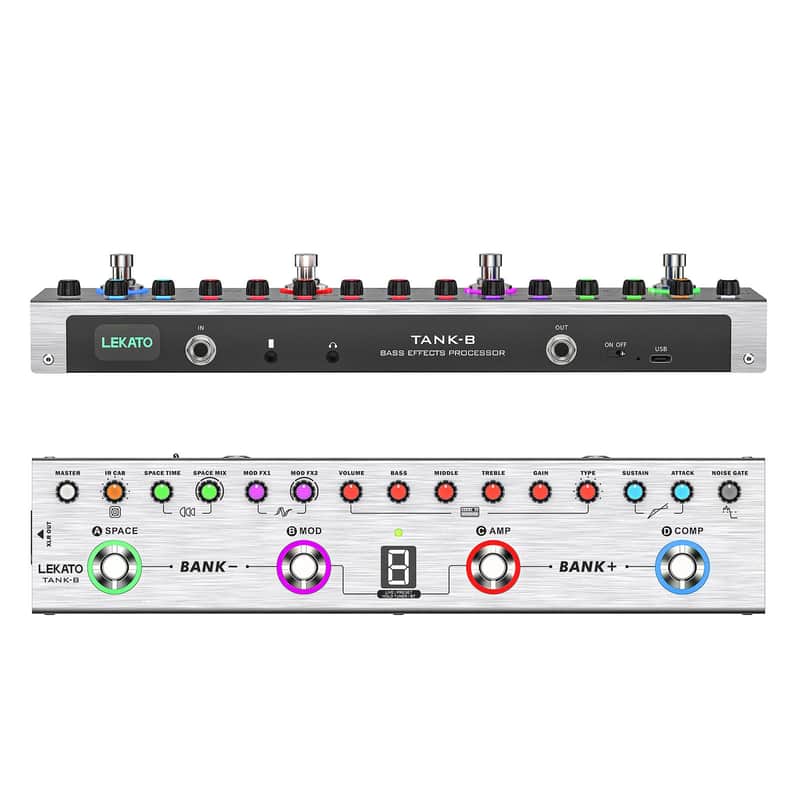 LEKATO TANK-B Electric Bass Effects Pedal Multi Effects Compressor Recording Amp Mod image 1