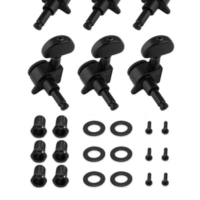 Locking Guitar String Tuning Pegs Tuning Keys Machine Heads Tuners 18:1 Gear Ratio 3L 3R for Electric Guitar or Folk Acoustic Guitar Parts Replacement Half Round Head Black. image 2