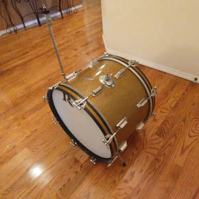 Rogers Vintage Holiday Gold Sparkle 14 X 20 Bass Drum, Early 1960s, Cleveland Tag! image 4