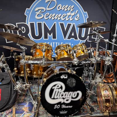 Tris Imboden's Chicago 50th Anniversary DW, Paiste, Gibraltar Complete Drum Set 2017 - Mirror Gold Lacquer. Immaculate! Authenticated! image 1