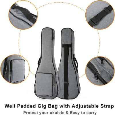 Concert Ukulele 23 inch Solid Top Ukelele Kit Professional Small Hawaiian Guitar Ukalalee Starter Pack Bundle Gig bag, Tuner, Strap, Aquila String Set, 12 Online Lessons - Glossy image 3