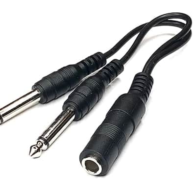 9 Inch Long 1/4 Inch Mono TS Female to 2 X 1/4 Inch Male Mono TS Y Splitter Cable image 4