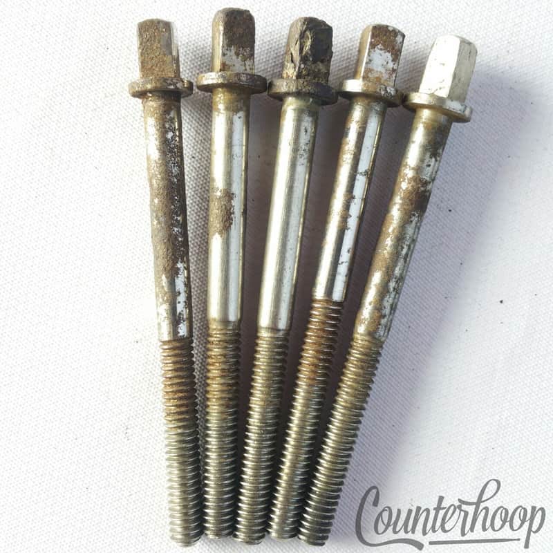 *Ludwig 5x Tension T-Rods 2 5/8" Snare Drum/Floor Tom Nickel Plating 30s Vintage image 1