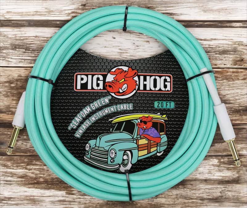 Pig Hog PCH20SG Vintage Series 1/4" TS Straight Instrument/Guitar Cable - 20' 2010s - Seafoam Green image 1