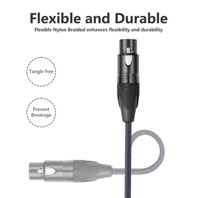 6Feet 3Pin Female To Female Balance Audio Cable,3-Pin Mic Patch Cables,Xlr Female To Female Dmx Cable Patch Cords For Audio And Sound Equipments-2Pack image 4