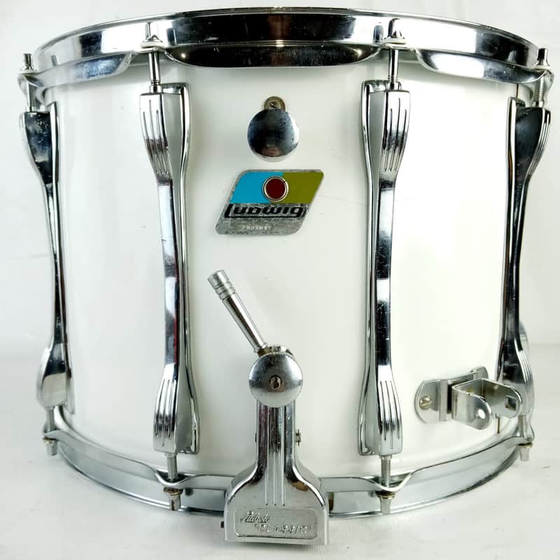 Ludwig 14"White Cortex Snare Drum 10Mach Lug+P87 Vintage1979 Marching/Parade B/O image 1