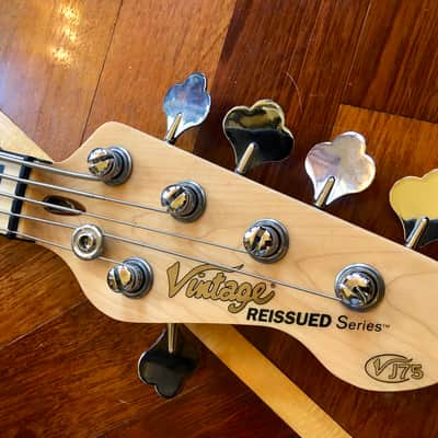 NEW Vintage VJ75 ReIssued Maple Fingerboard Bass Guitar ~ 5-String ~ Sunburst image 8