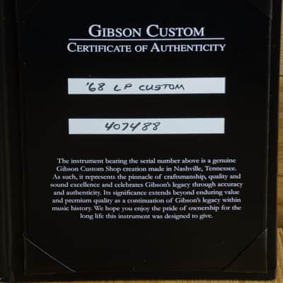 Gibson Custom 1968 Les Paul Custom Reissue Gloss 407488 image 7