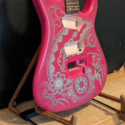 Hamer USA Diablo Electric Guitar Body Neck Project 1992 Pro Pink Paisley Metallic Refin image 5