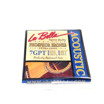 La Bella 7GPT Phosphor Bronze Acoustic Guitar Strings - Extra Light (10-50)