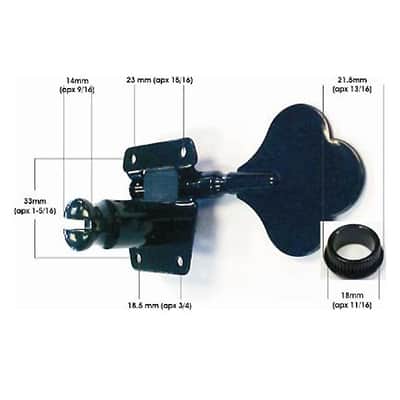 Mighty Mite Vintage Style Electric Bass Guitar Tuning Machines - Chrome image 2