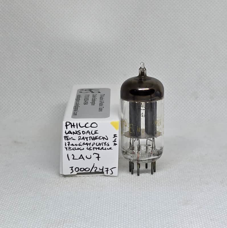 Sylvania / Philco Made For Raytheon Lansdale 12AU7 Long Gray Plate Balanced Single NOS 12AU7A ECC82 image 1