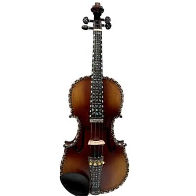 Strad style SONG master bird's eye maple wood 4/4 violin,carving ribs and neck inlay nice shell,sound clear and melodious image 5